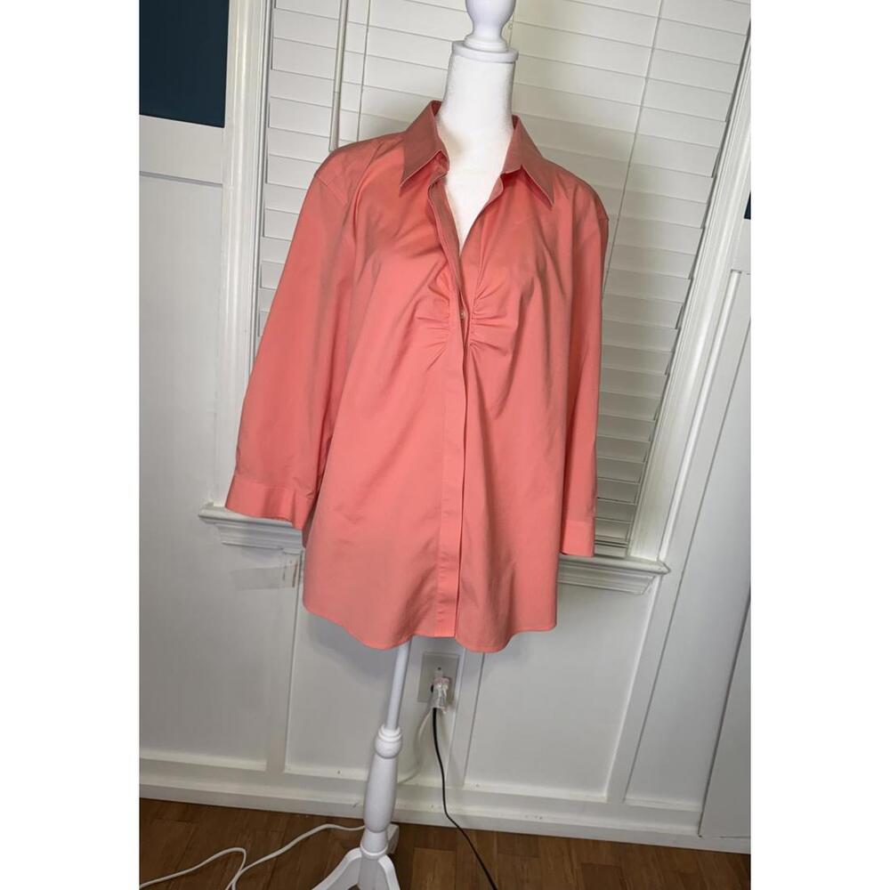 Eddie Bauer Stretch Wrinkle Resistant Coral Button-Up Shirt XXL